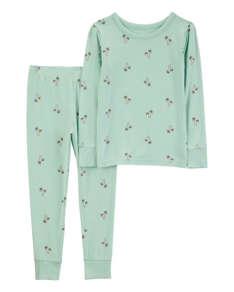 Toddler Palm Tree Print PurelySoft 2-Piece Pyjamas - Mint