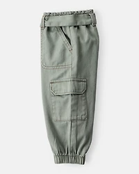 Baby Girl Cotton Cargo Joggers - Green