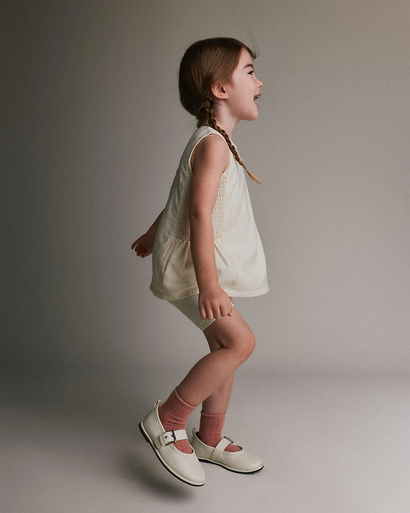 Toddler Girl Brooklyn Bike Shorts - Cream