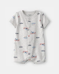 Baby Boy Boat Short-Sleeve Romper - Grey