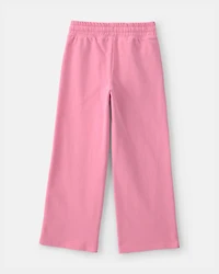 Girls French Terry Wide-Leg Pants - Pink