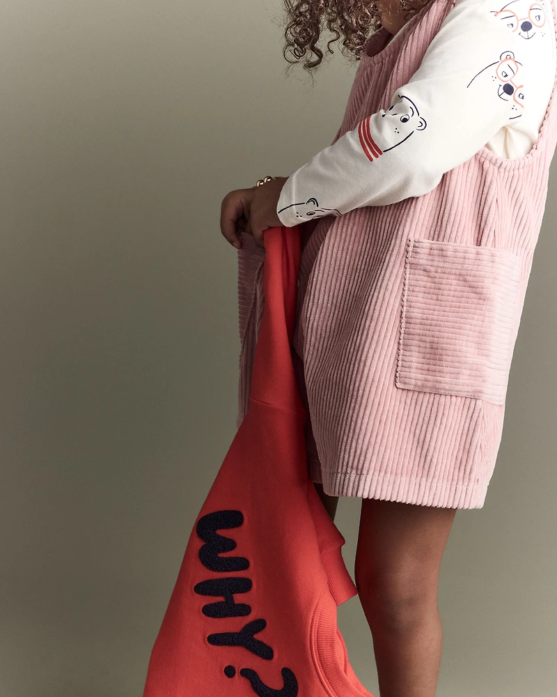 Toddler Girl Otter Pocket Corduroy Jumper - Light Pink