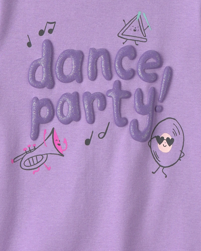 Toddler Girl Dance Party 100% Cotton 4-Piece Pyjama Set - Purple/Ivory