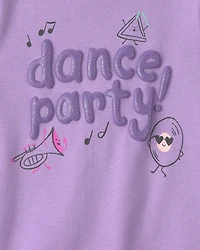 Toddler Girl Dance Party 100% Cotton 4-Piece Pyjama Set - Purple/Ivory