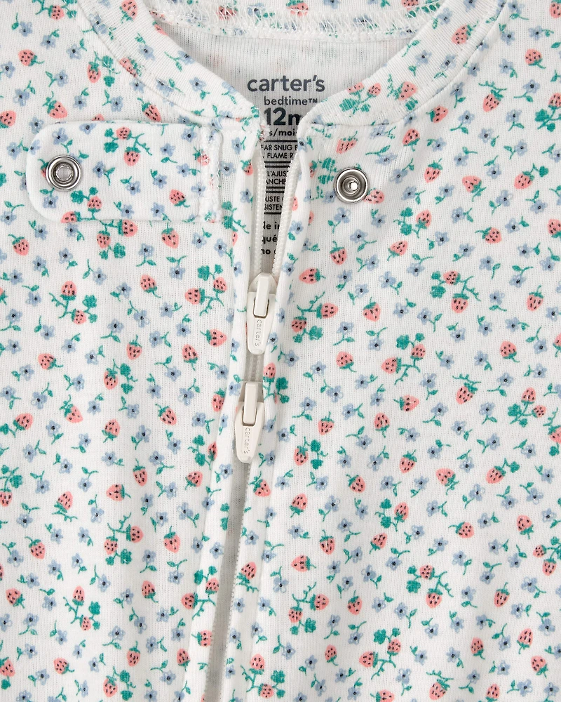 Baby Girl Strawberry 100% Cotton Snug Fit 1-Piece Pajama Set