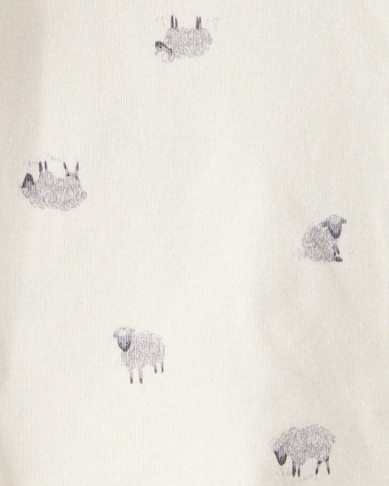 Baby Girl 4-Pack Sheep Print Long-Sleeve Multipack Bodysuits - Black/White