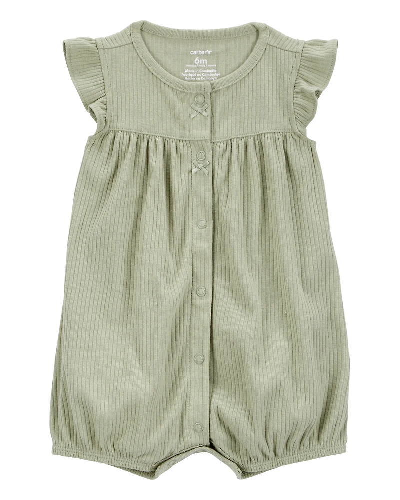 Baby Girl Cotton Rib Short-Sleeve Romper