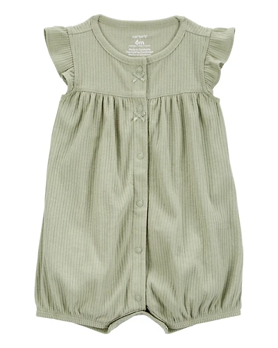 Baby Girl Cotton Rib Short-Sleeve Romper