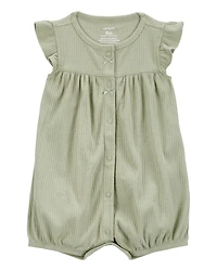 Baby Girl Cotton Rib Short-Sleeve Romper