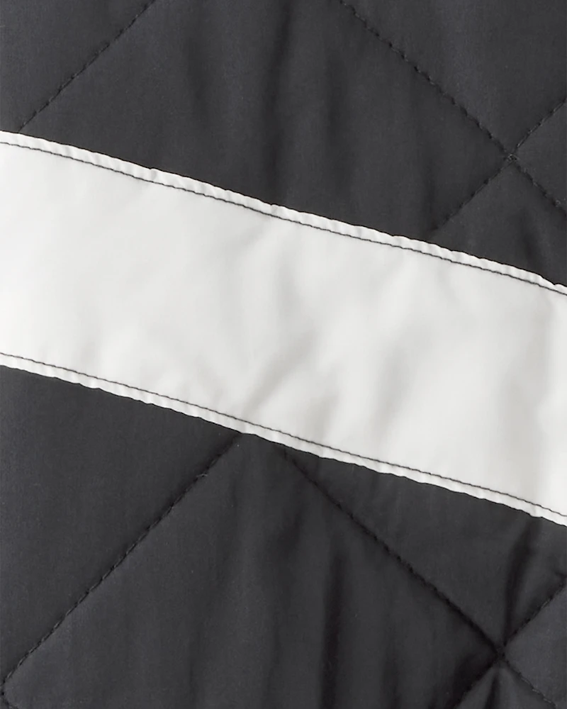 Toddler Girl Colour Block Puffer Jacket - Black