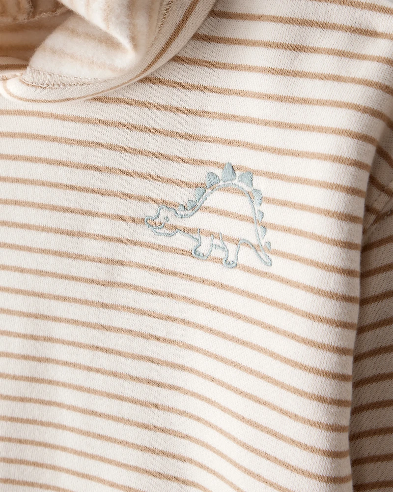 Toddler Boy 2-Piece Dinosaur Hoodie & Pant Set - Cream/Brown