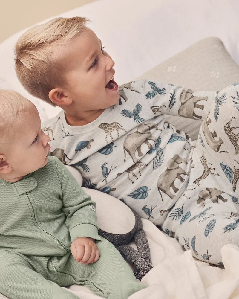 Kid Safari Print Organic Cotton 2-Piece Pyjamas