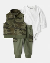 Baby Boy 3-Piece French Terry Tee & Pant Set - Green
