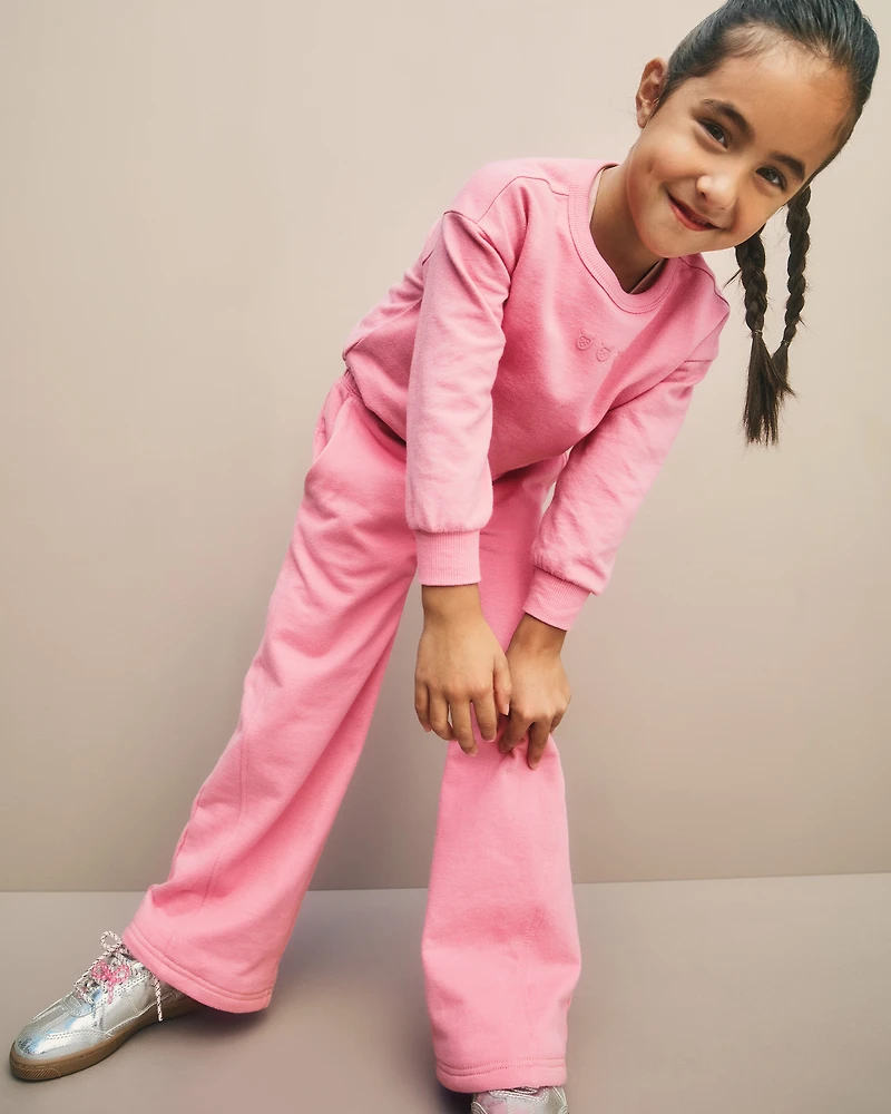 Toddler Girl French Terry Wide-Leg Pants - Pink