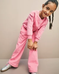 Toddler Girl French Terry Wide-Leg Pants - Pink