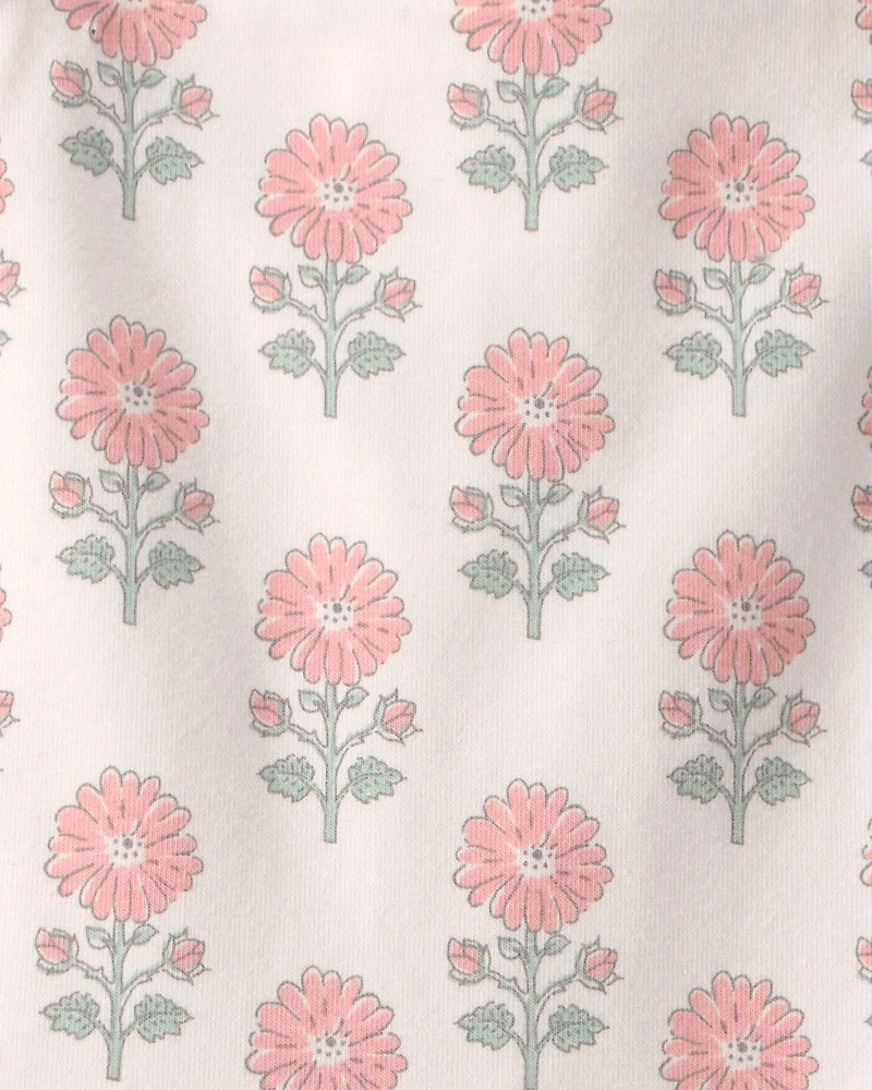 Toddler Girl Organic Cotton Tiered Dress Rosebud Petal Print