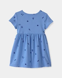 Baby Girl Seashell Short-Sleeve Dress - Blue