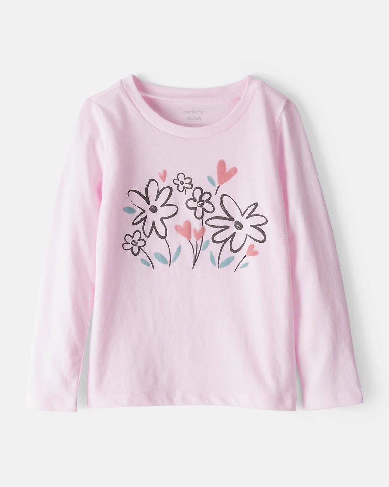 Toddler Girl Flower Bloom Long-Sleeve Graphic Tee - Pink