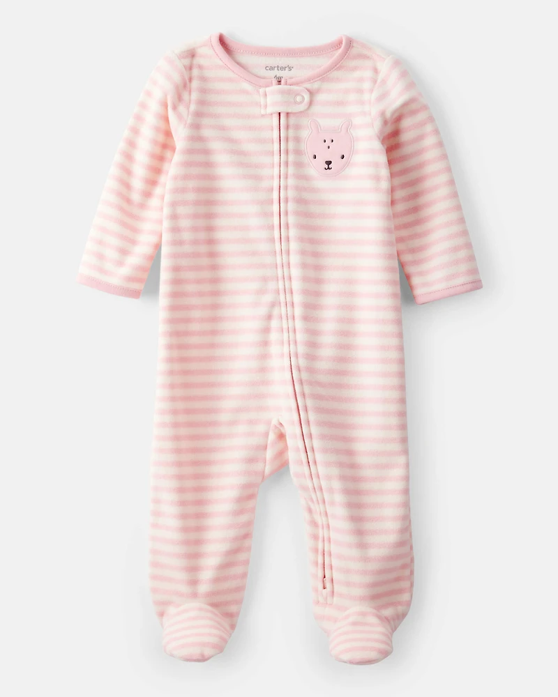 Baby Girl Deer Loose Fit Long-Sleeve Sleeper - Pink