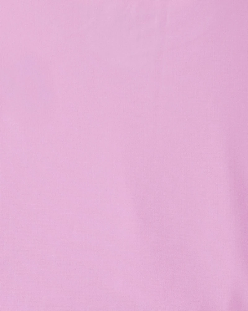 Girls 2-Piece Solid Long-Sleeve Rashguard Swimsuit Set - Pink