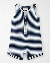 Baby Organic Cotton Waffle Knit Romper Stripes