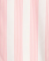Girls Striped Loose Fit 2-Piece Pyjama Set - Pink/Ivory