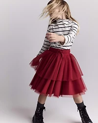 Toddler Girl Avenue Twirl™ Tiered Midi with Tulle - Red