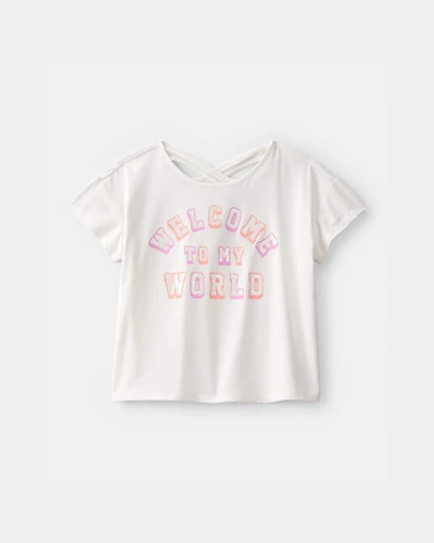 Girls 'Welcome to My World' Active Top - White
