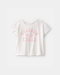 Girls 'Welcome to My World' Active Top - White