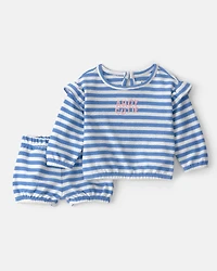 Baby Girl 2-Piece Top & Short Set - Blue