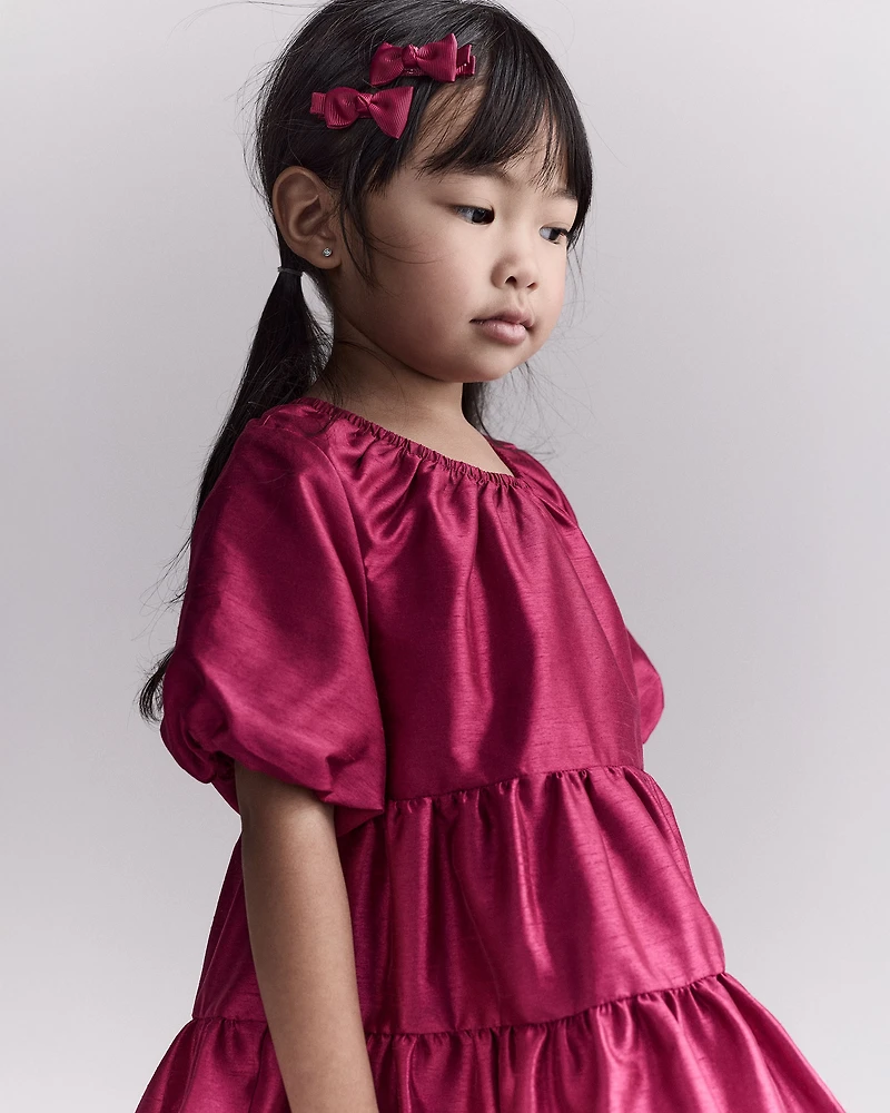 Toddler Girl Puff Sleeve Short-Sleeve Dress - Pink