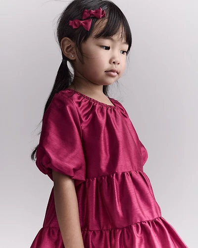Toddler Girl Puff Sleeve Short-Sleeve Dress - Pink