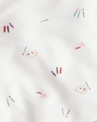 Baby Girl Paint Print PurelySoft Long-Sleeve Tee & Pant Set - White