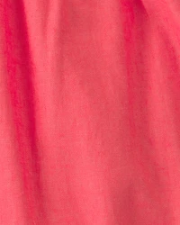 Baby Girl 2-Piece Solid Linen Sleeveless Dress Set - Pink/Red