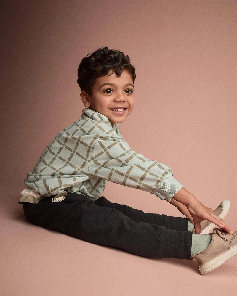 Toddler Otter Sweatshirt™ with Pockets Checkered Print - Light Blue