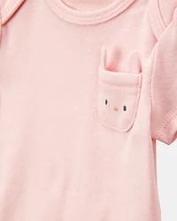 Baby Girl 5-Pack Floral Bunny Short-Sleeve Cotton Bodysuits