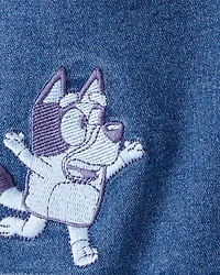 Toddler Girl Bluey Embroidered Denim Skirt - Blue