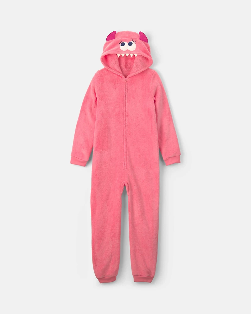 Girls 1-Piece Monster Halloween Fleece Pyjama Costume - Coral
