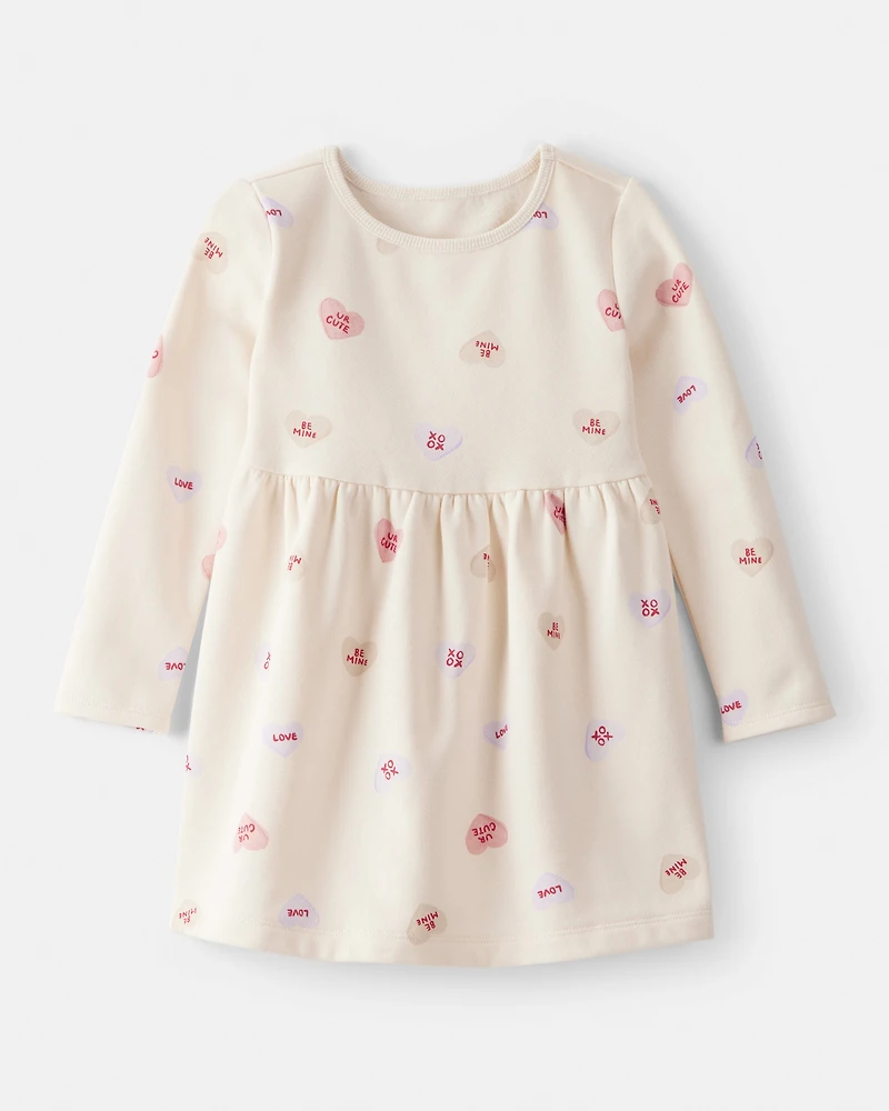 Toddler Girl Valentine's Day Heart Dress - Ivory