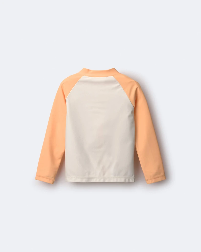 Toddler Boy Full-Zip Long-Sleeve Rashguard - Light Orange