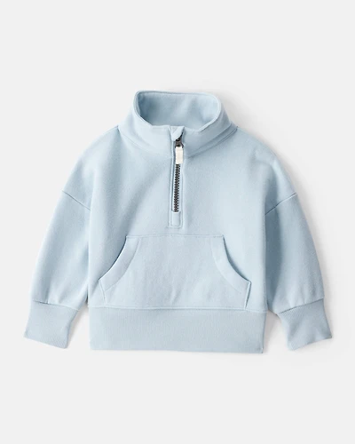 Baby Girl Long-Sleeve Quarter-Zip Pullover Sweatshirt - Blue