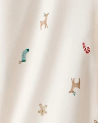 Kid Christmas Print Fleece Long-Sleeve Loose Fit 2-Piece pyjamas - White