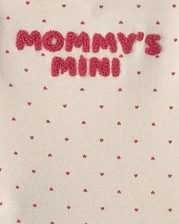 Baby Girl 2-Piece 'Mommy's Mini' Heart Bodysuit & Pant Set - Pink/Ivory