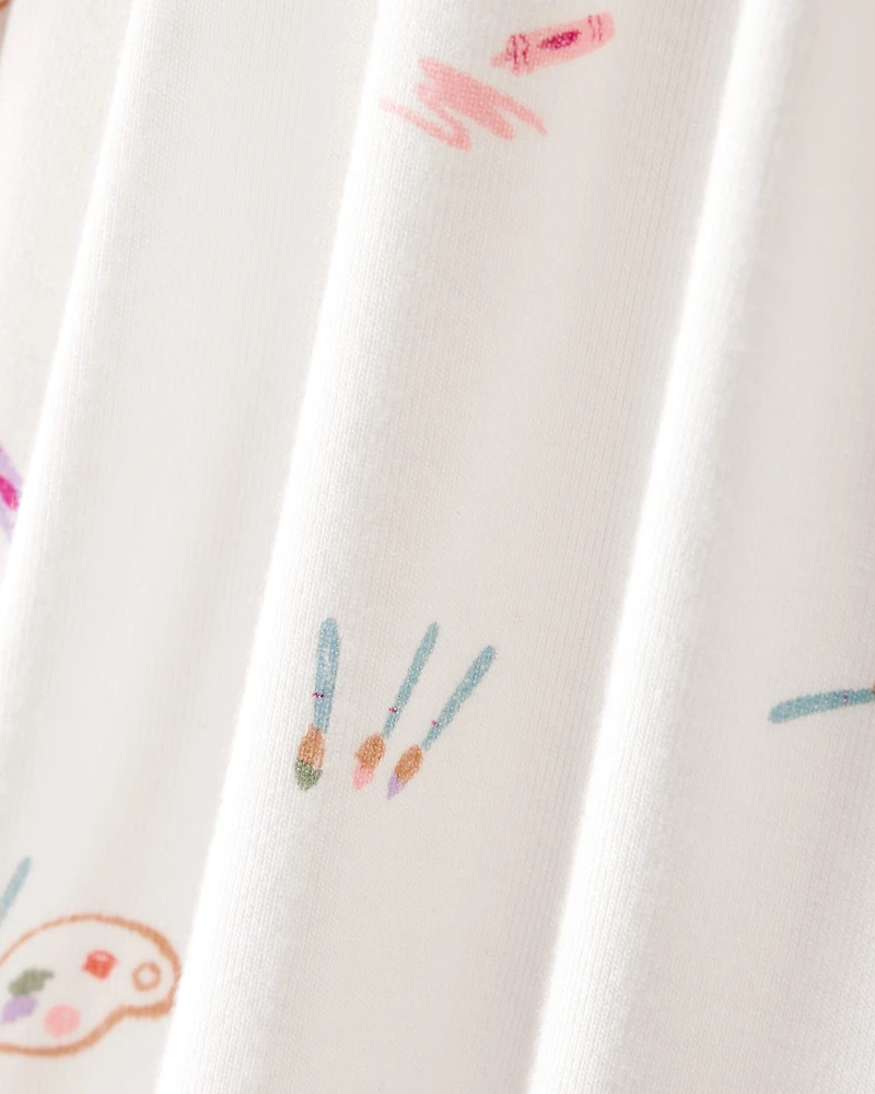 Baby Girl Art Print PurelySoft Sleeper- White