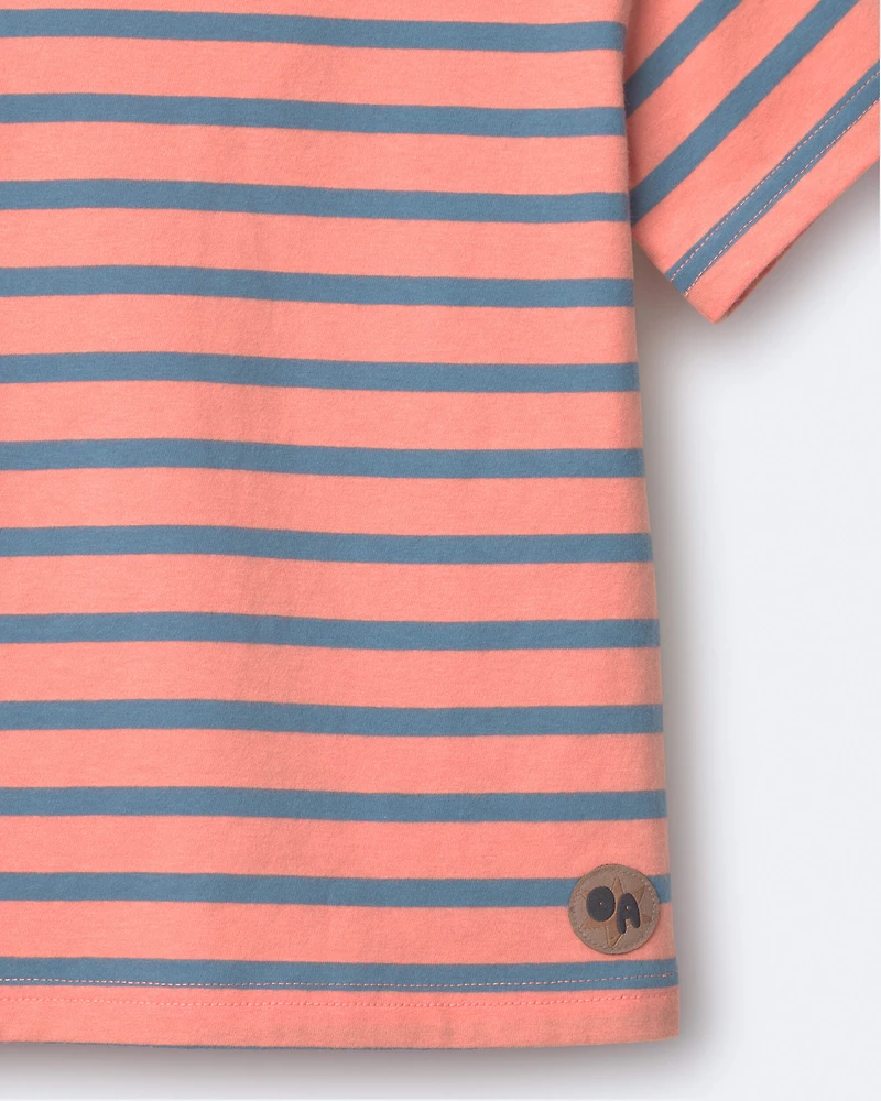 Toddler Boy Relaxed Tee Stripes - Orange/Blue