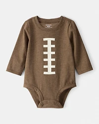 Baby Boy Football Long-Sleeve Graphic Bodysuit - Brown