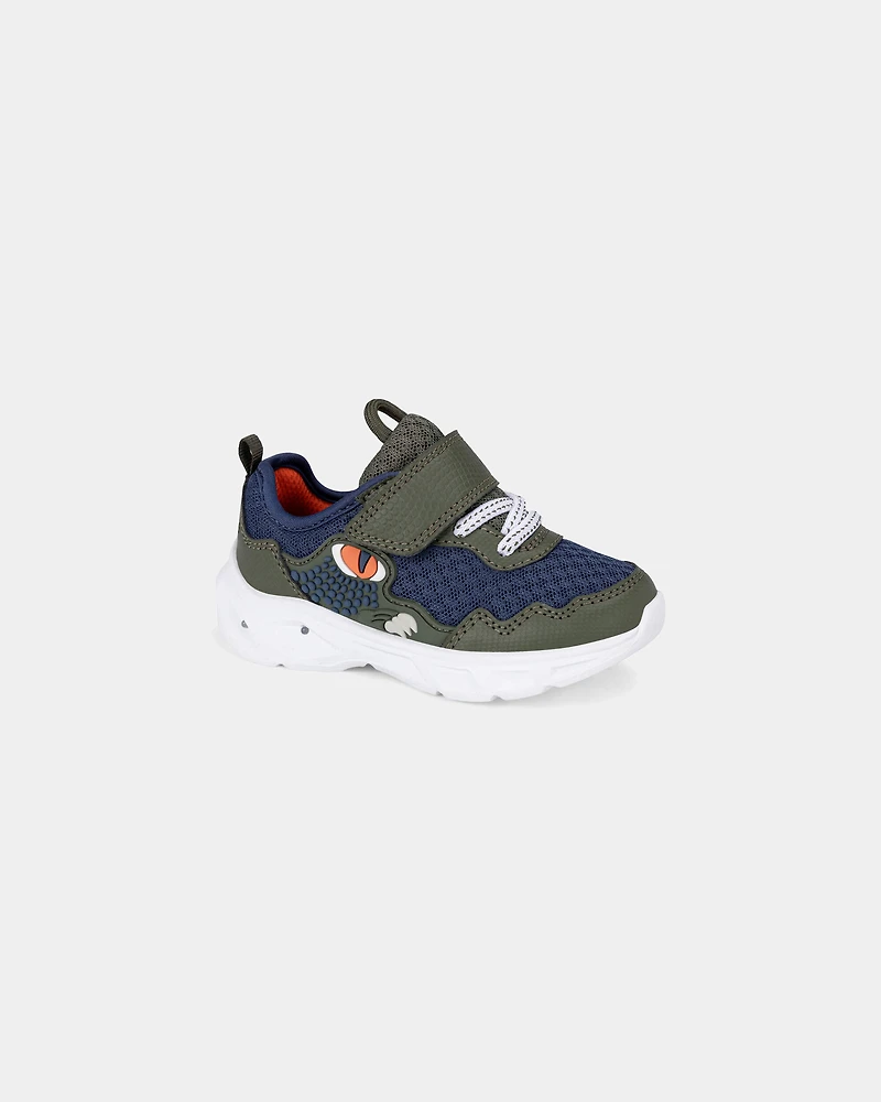 Toddler Boy Athletic Light-up Dino Shoe - Green/Blue