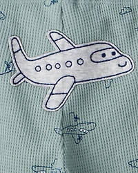 Baby Boy 3-Piece Airplane Print Long-Sleeve Bodysuit & Pant Set - Blue