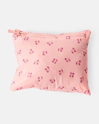 Toddler Cherry Print Hooded Puffer Jacket - Pink