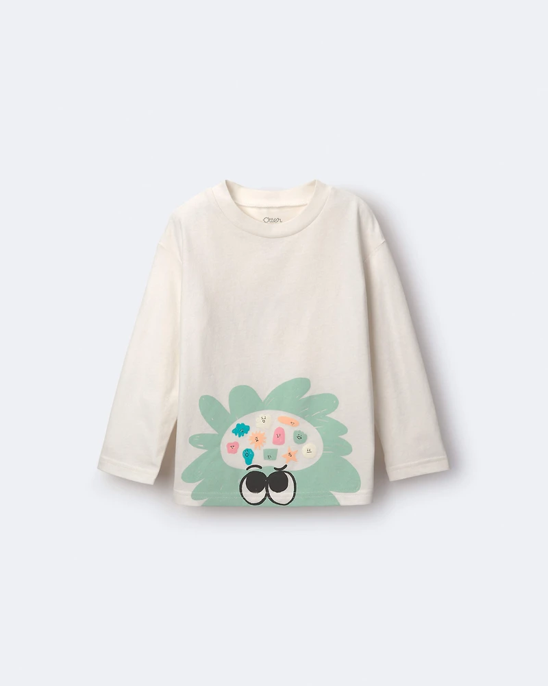 Toddler Mind Character Long-Sleeve Relaxed Graphic Tee - Cream